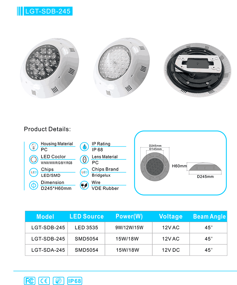 Above Ground Pool Lights IP68 Waterproof RGB Led Underwater Swimming ...