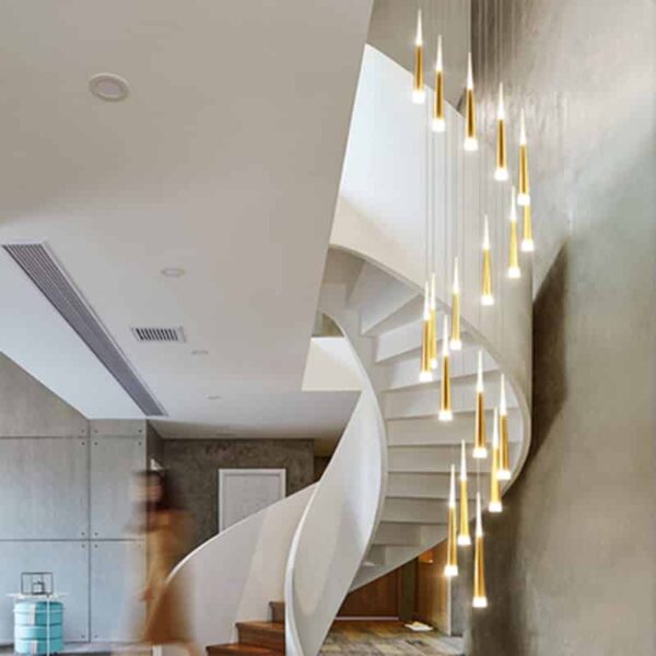 modern gold chandelier Hotel Pendant Light Stair Droplight Crystal Nordic lamp