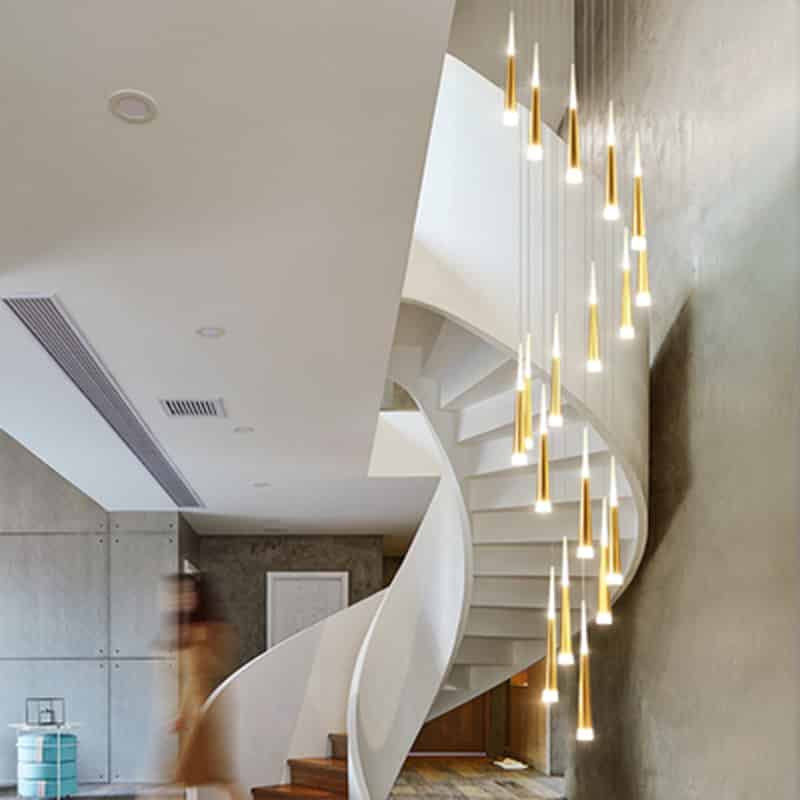 modern gold chandelier Hotel Pendant Light Stair Droplight Crystal Nordic lamp