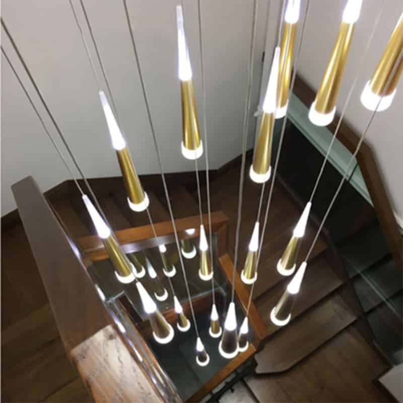 modern gold chandelier Hotel Pendant Light Stair Droplight Crystal Nordic lamp