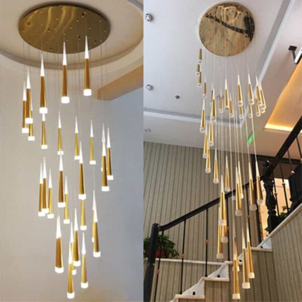 modern gold chandelier Hotel Pendant Light Stair Droplight Crystal Nordic lamp