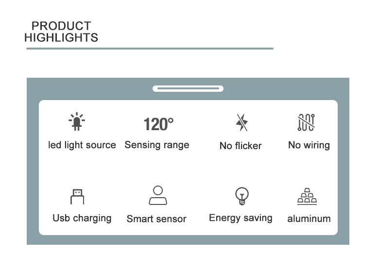 Dimmer Night Light Smart Motion Sensor Cat Eye Stick On Recharge Led Lamp