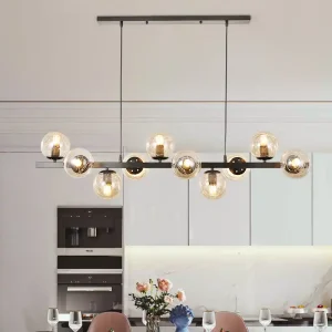 linear chandelier dining room bubble glass light