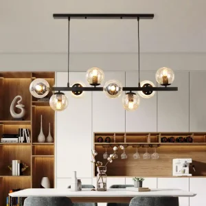 linear chandelier dining room bubble glass light