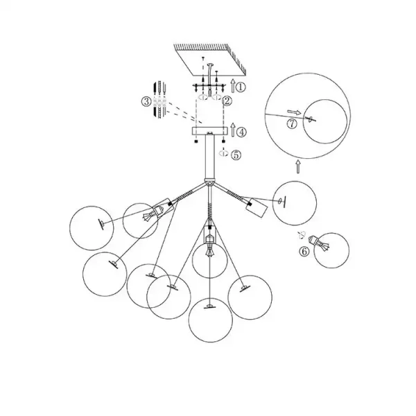 Modern Glass Globe Cluster Bubble Light Fixture