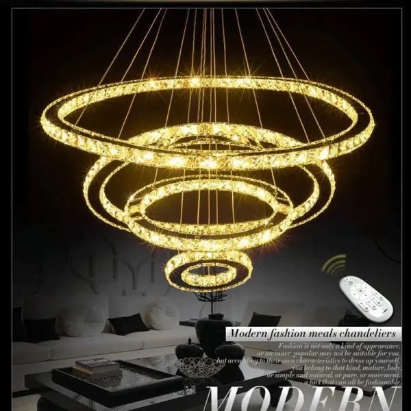 Multiple Ring Modern Dining Room Crystal Chandelier