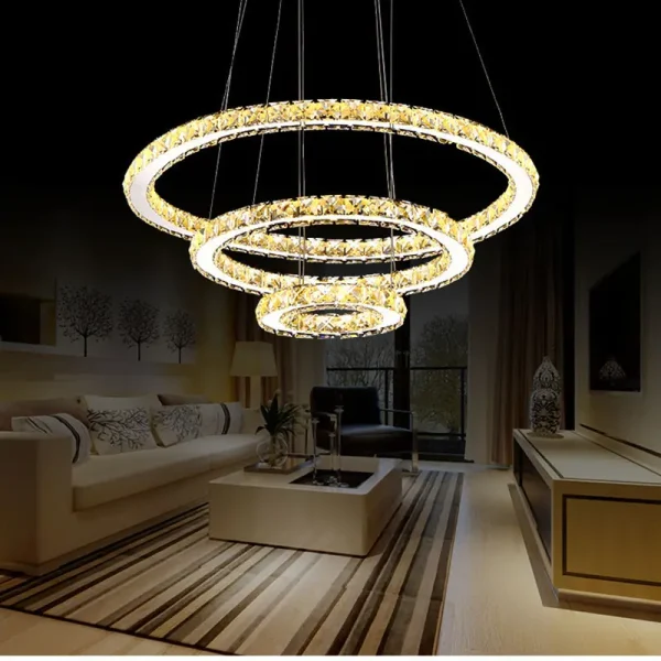 Multiple Ring Modern Dining Room Crystal Chandelier